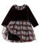 Baby Girls' Long-Sleeved Dual Material Dress NOIR black/MULTICO white
