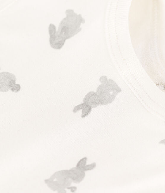 Printed Cotton Bib MARSHMALLOW white/GRIS grey