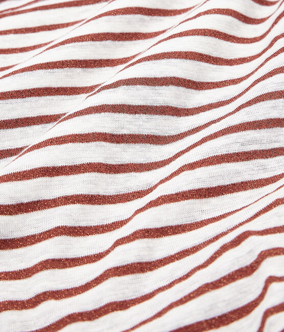 Women's short-sleeved linen t-shirt MARSHMALLOW white/COPPER CN pink