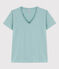 Women's Straight V-Neck Cotton T-Shirt BOB green