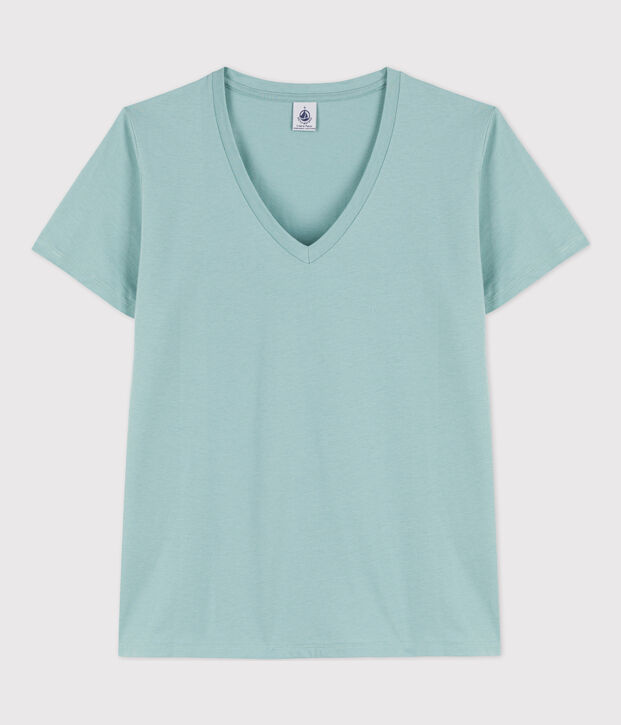 Women's Straight V-Neck Cotton T-Shirt green