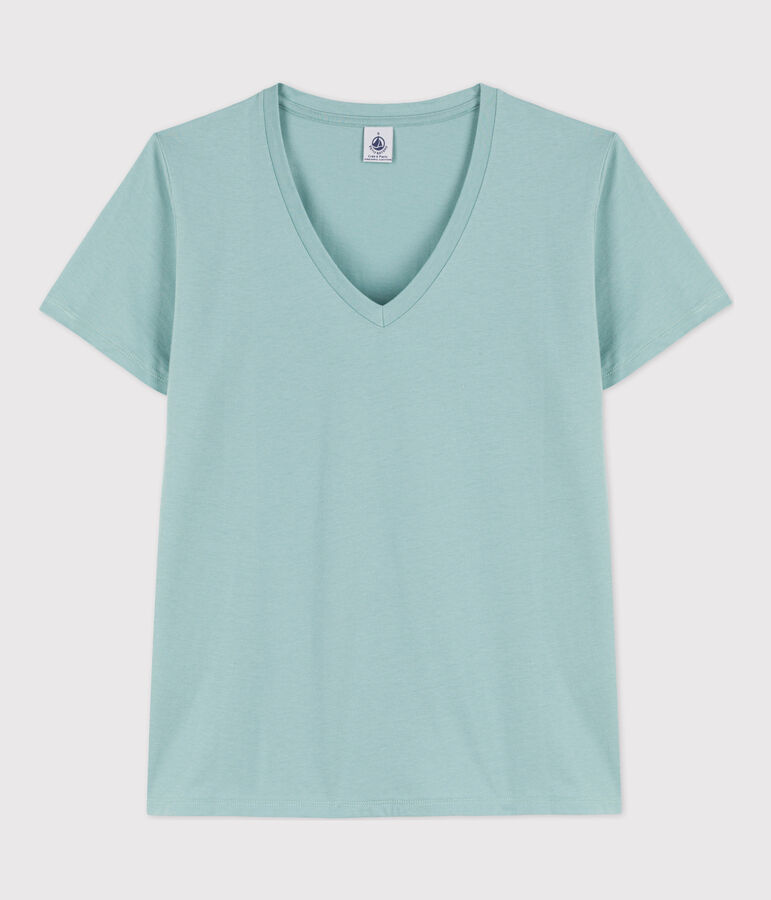 Women's Straight V-Neck Cotton T-Shirt green