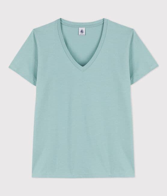 Women's Straight V-Neck Cotton T-Shirt BOB green