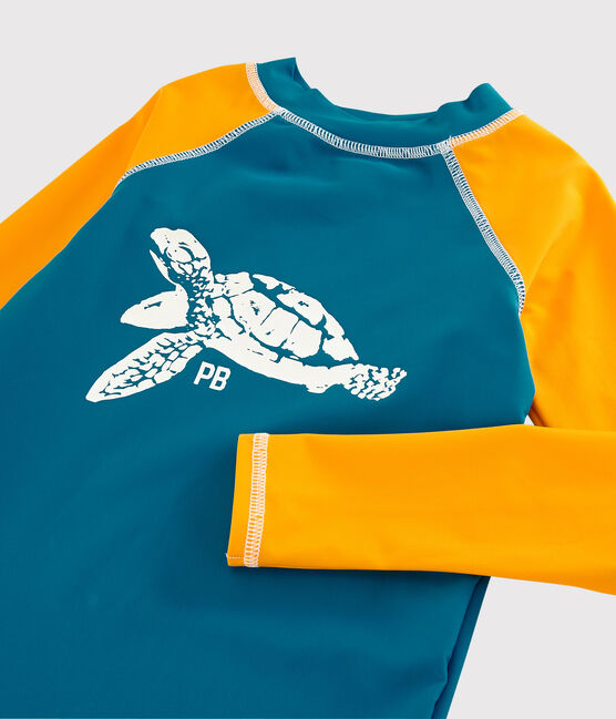 Boy's UV-Proof Recycled T-shirt MYKONOS blue/TEHONI yellow