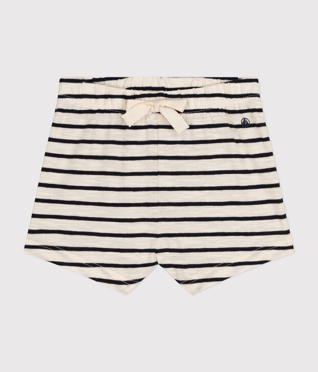 Babies' Slub Jersey Shorts Ecru/blue