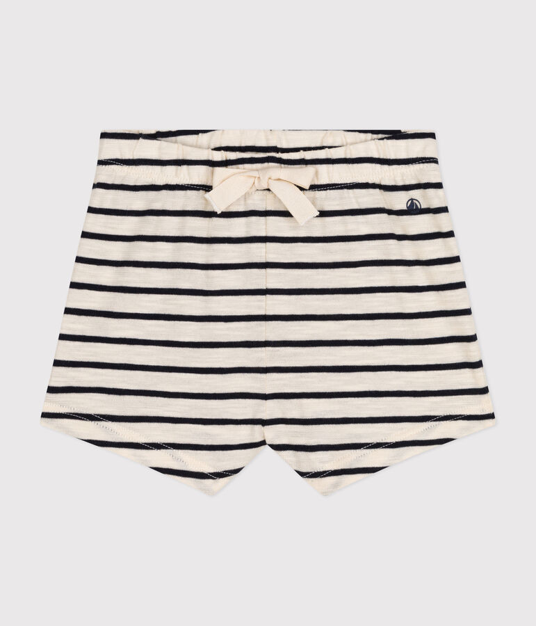 Babies' Slub Jersey Shorts Ecru/blue