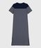 Women's long striped cotton dress SMOKING blue/MARSHMALLOW white