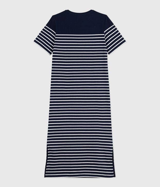 Women's long striped cotton dress blue/white