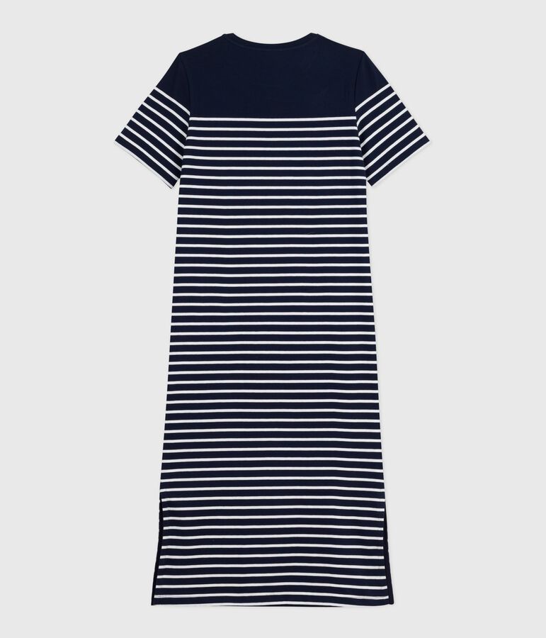 Women's long striped cotton dress blue/white