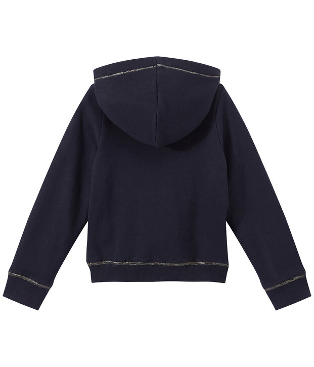 Girl's zippered sweatshirt with hood blue