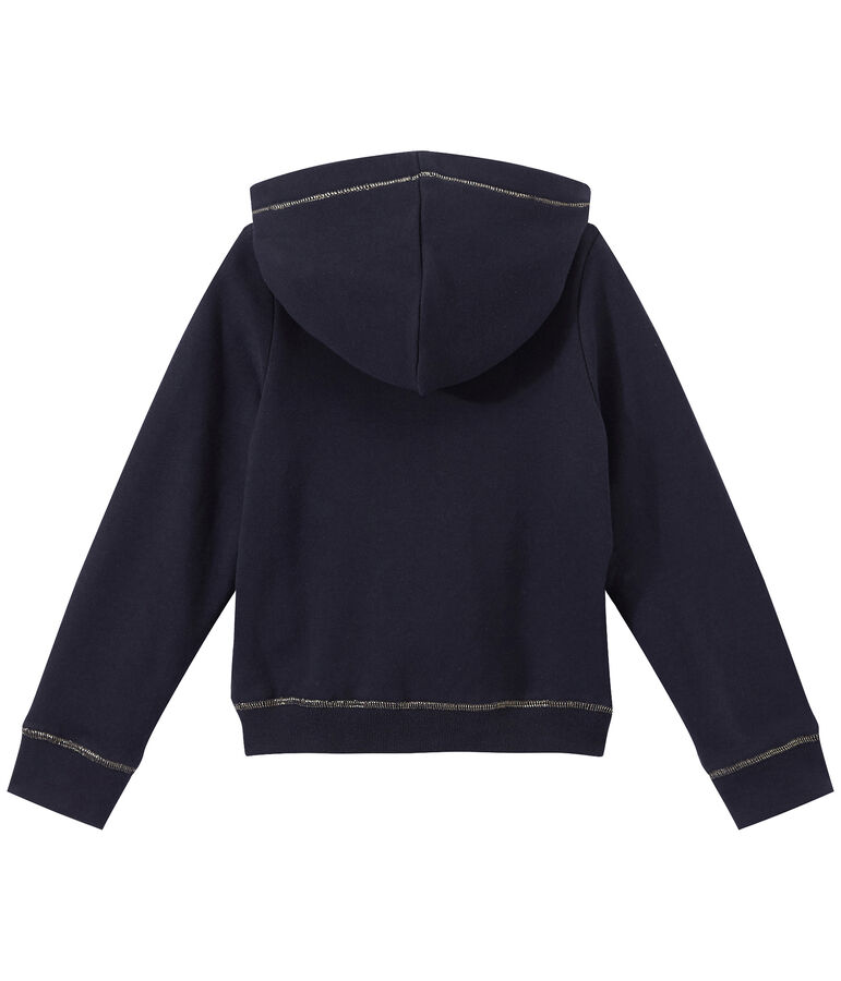 Girl's zippered sweatshirt with hood blue