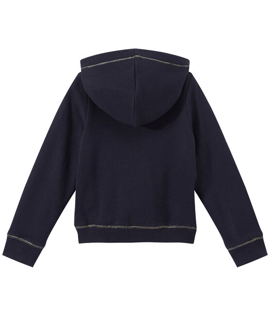 Girl's zippered sweatshirt with hood SMOKING blue