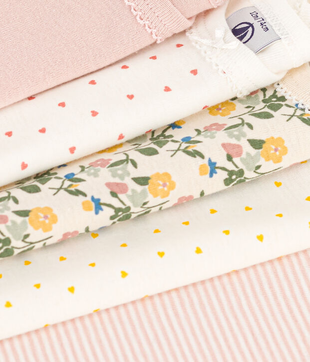 Babies' Short-Sleeved Floral Cotton Bodysuits - 5-Pack multicolor