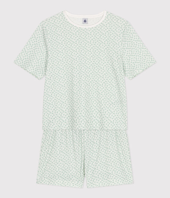 Women's short floral cotton pyjamas MARSHMALLOW /PAUL