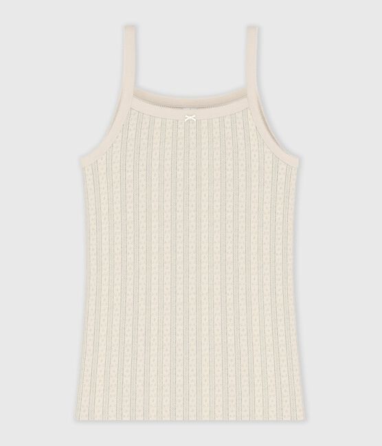 Women's strappy openwork cotton top MILK Ecru