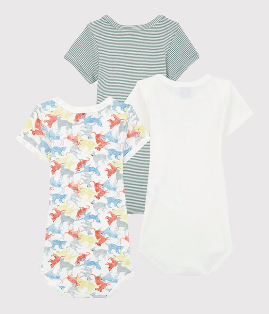 Babies' Colourful Cat Pattern Short-Sleeved Organic Cotton Bodysuits - 3-Pack variante 1
