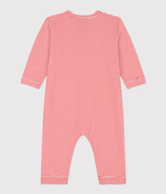 Babies' Footless Pinstriped Cotton Pyjamas ABRICOT orange/MARSHMALLOW