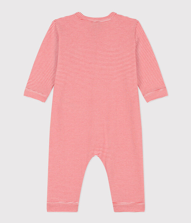 Babies' Footless Pinstriped Cotton Pyjamas orange/white
