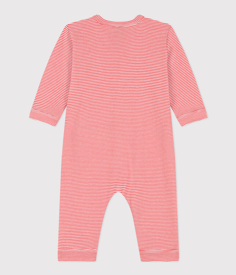 Babies' Footless Pinstriped Cotton Pyjamas orange/white