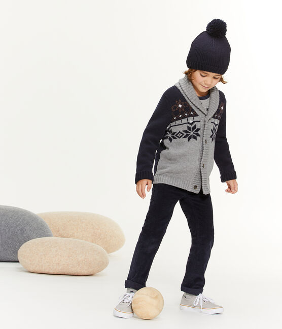 Boys' Knit Cardigan SUBWAY grey/SMOKING blue/CUIVRE