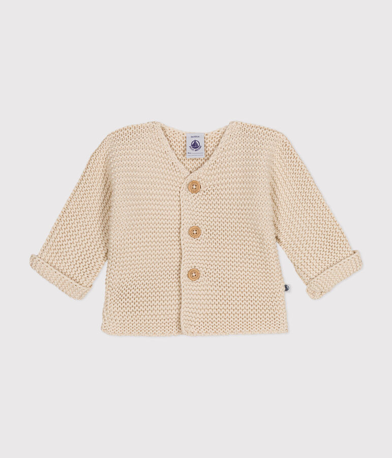 Babies' Moss Stitch Knit Cardigan Ecru