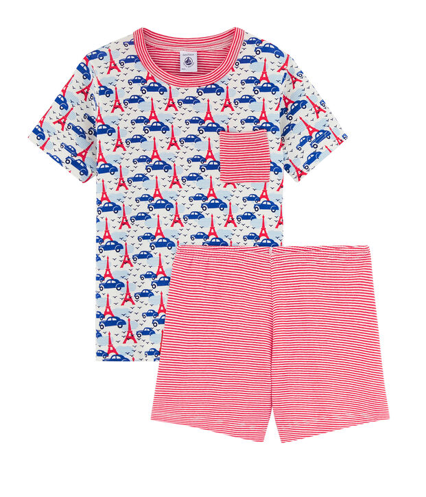 Boys' Ribbed Short Pyjamas white/multicolor