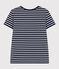 Women's Straight Round-Neck Cotton T-Shirt SMOKING blue/MARSHMALLOW white