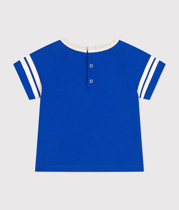 Babies' short-sleeved fine jersey T-shirt blue
