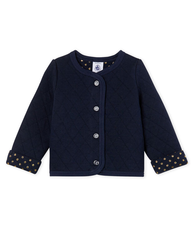 Baby Girls' Quilted Tube Knit Cardigan blue