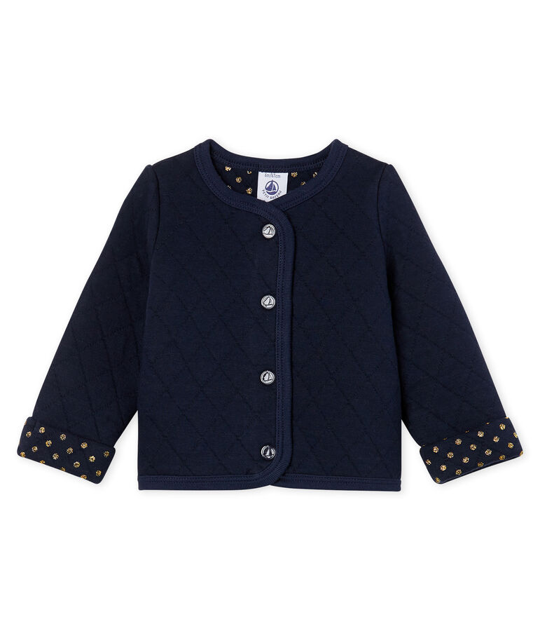 Baby Girls' Quilted Tube Knit Cardigan blue