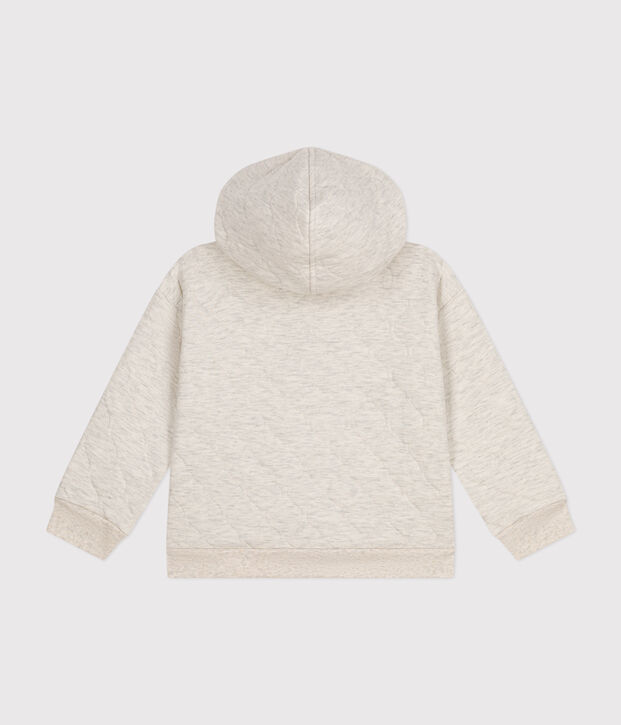 Children's unisex quilted tube knit zipped hoodie beige