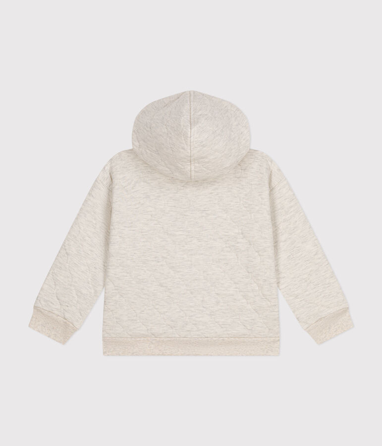 Children's unisex quilted tube knit zipped hoodie beige