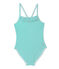 Girl's one-piece swimsuit FLAG green/LAIT white