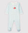 Baby Girls' Blue Gingham Cotton Sleepsuit MARSHMALLOW white/JASMIN blue