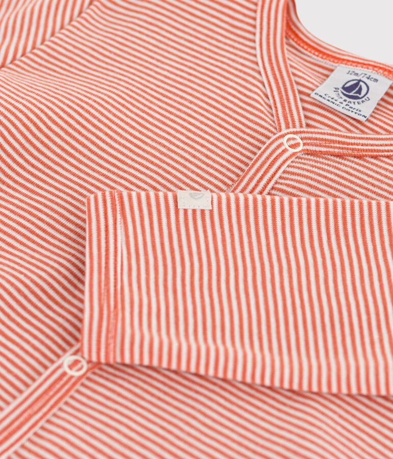 Babies' Pinstriped Cotton Sleepsuit pink/white