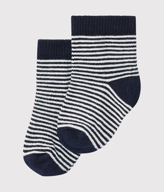 Unisex baby pinstriped socks SMOKING blue/COQUILLE beige