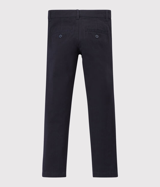 Boys' Cotton Gabardine Slim-Fit Trousers SMOKING blue