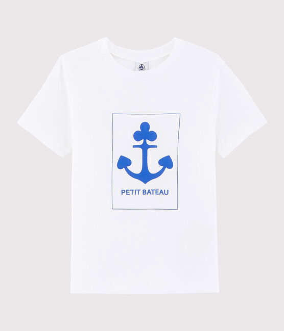 Boys' silkscreen print T-shirt ECUME white