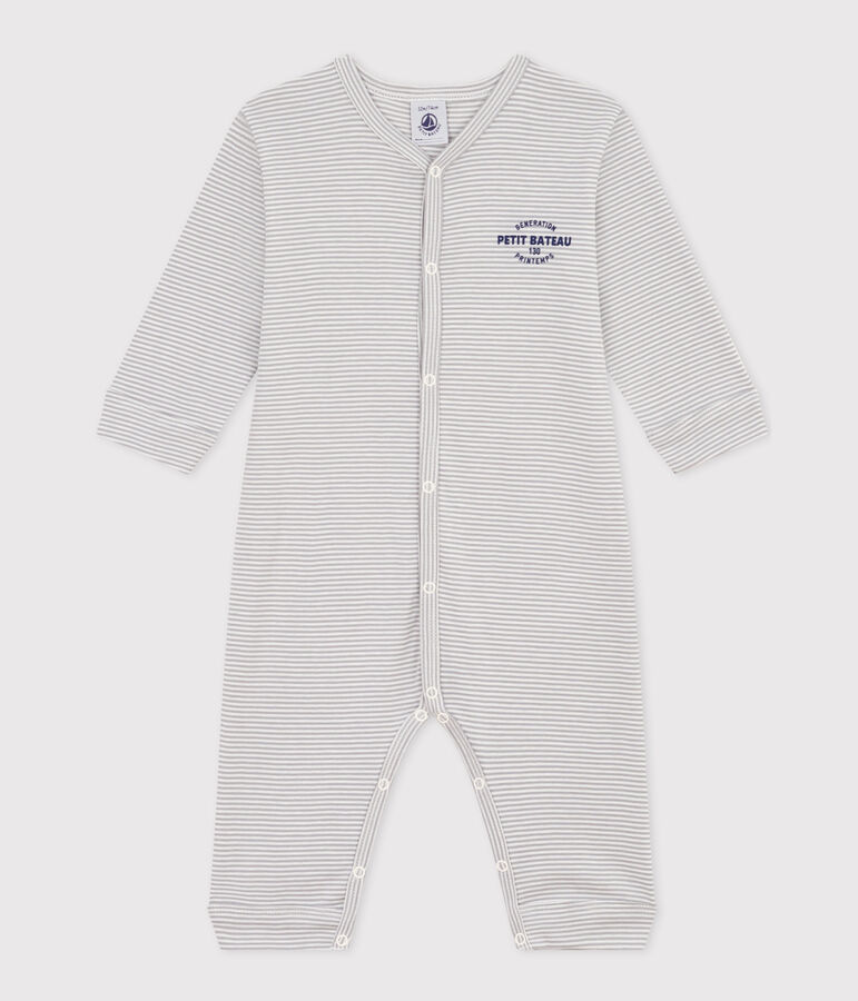 Babies' Footless Pinstriped Cotton Pyjamas grey/white