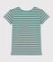 Women's COTTON/LINEN BLEND STRAIGHT FIT T-SHIRT BRUT green/AVALANCHE white