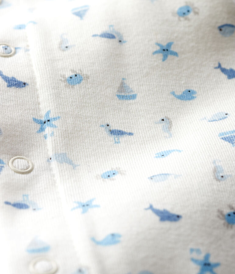 Footless Ribbed Bodyjama MARSHMALLOW white/MULTICO white