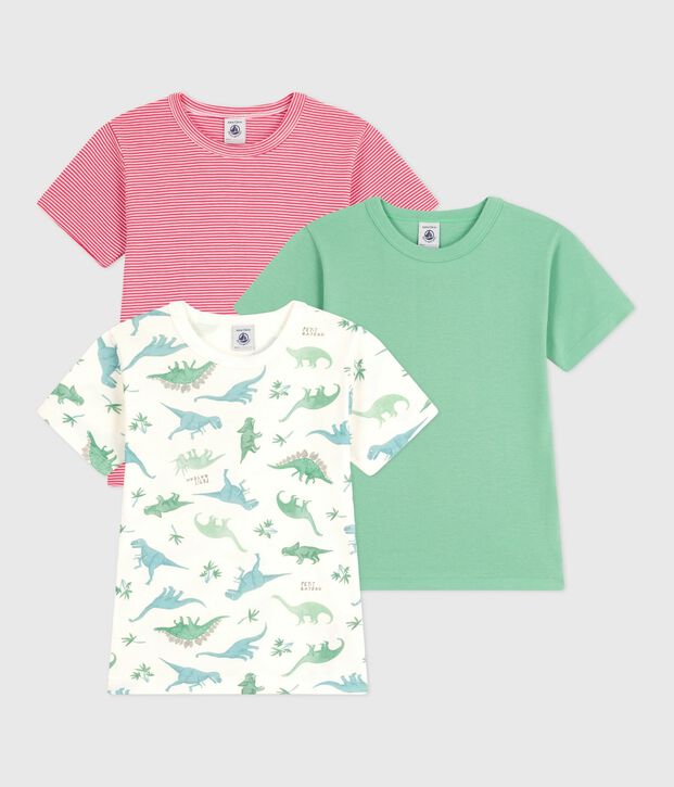 Children's short-sleeved cotton dinosaur T-shirts - 3-Pack multicolor