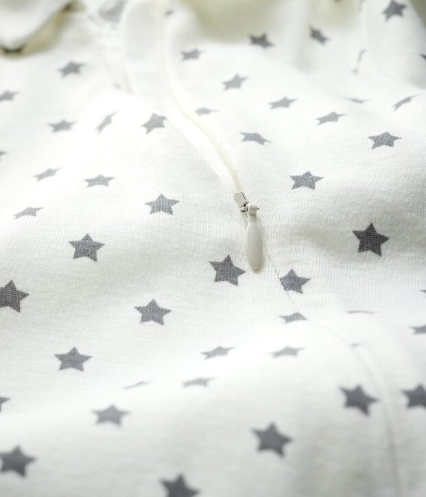 Babies' Starry Footless Organic Cotton Sleepsuit white/grey