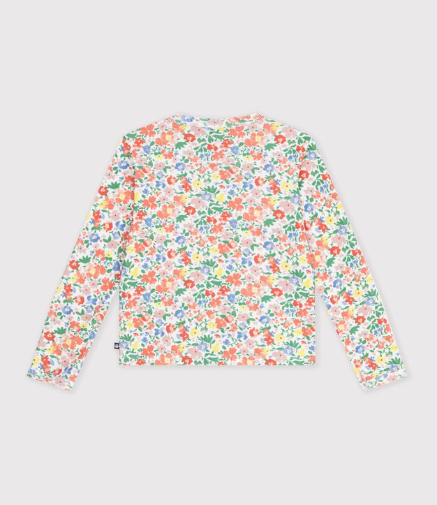 Children's cotton cardigan with flowers white/multicolor