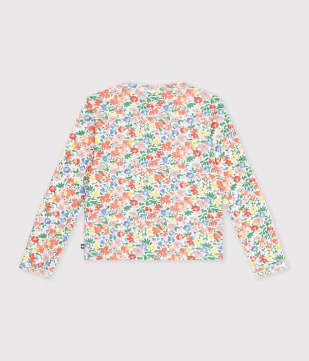 Children's cotton cardigan with flowers white/multicolor