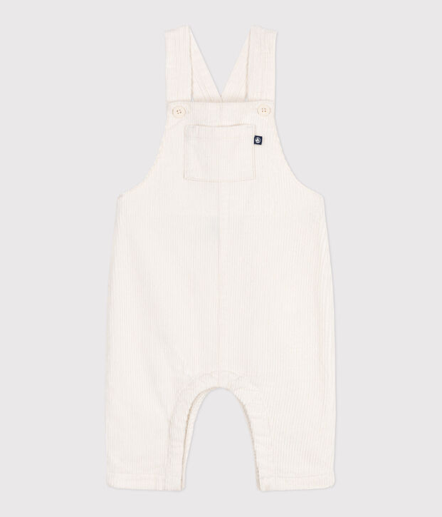 Babies' plain corduroy dungarees MILK