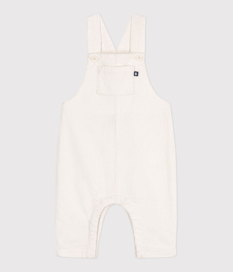 Babies' plain corduroy dungarees Ecru