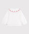 Children's long-sleeved plain cotton poplin blouse ECUME white