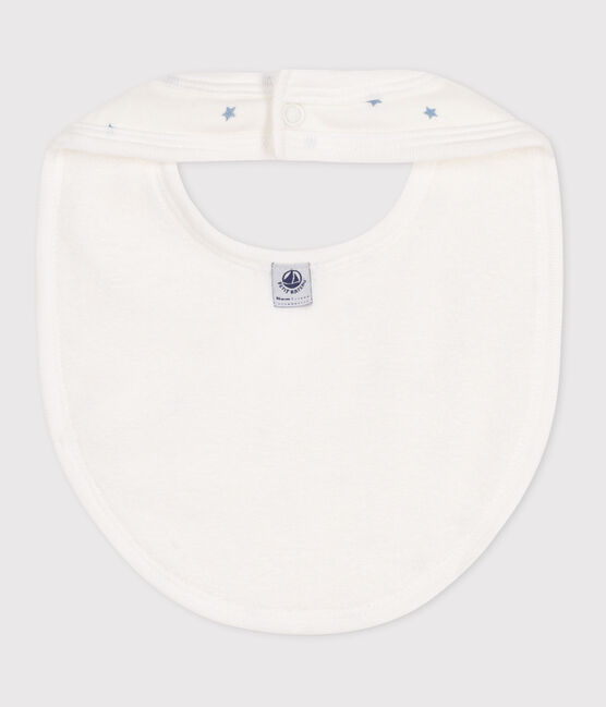 Newborn's printed cotton bib MARSHMALLOW blue/GOMME white