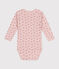 Babies' long-sleeved wrapover cotton bodysuit SALINE pink/ROSEWOOD